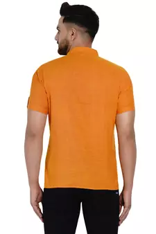Yellow plain rayon men-kurtas