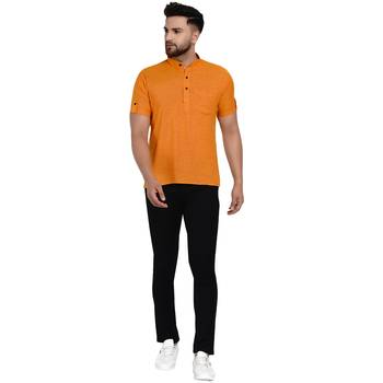Yellow plain rayon men-kurtas 5