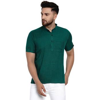 Green plain rayon men-kurtas 1