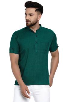 Green plain rayon men-kurtas