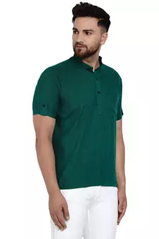 Green plain rayon men-kurtas