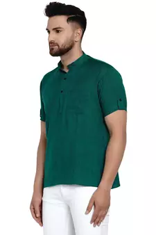 Green plain rayon men-kurtas