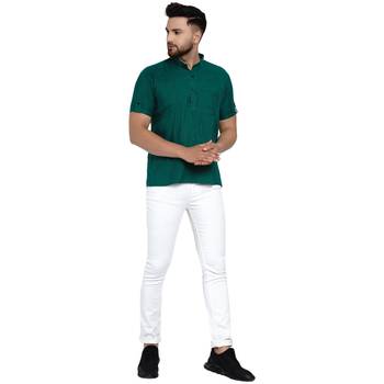 Green plain rayon men-kurtas 5