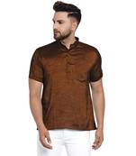 Brown plain rayon men-kurtas