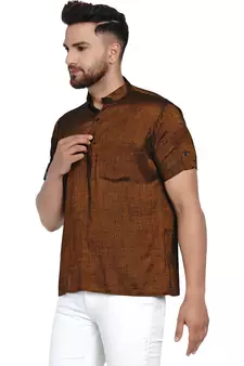 Brown plain rayon men-kurtas