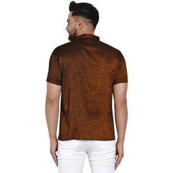 Brown plain rayon men-kurtas 4