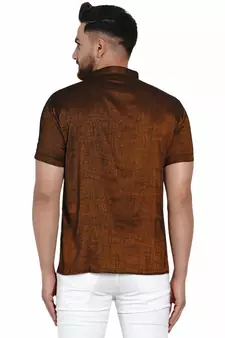 Brown plain rayon men-kurtas