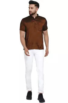 Brown plain rayon men-kurtas