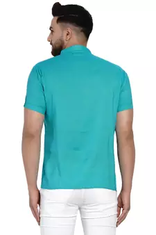 Turquoise plain rayon men-kurtas