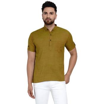 Green plain rayon men-kurtas 1