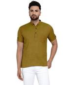 Green plain rayon men-kurtas