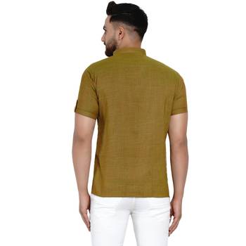 Green plain rayon men-kurtas 4