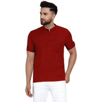 Maroon plain rayon men-kurtas 1