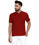 Maroon plain rayon men-kurtas