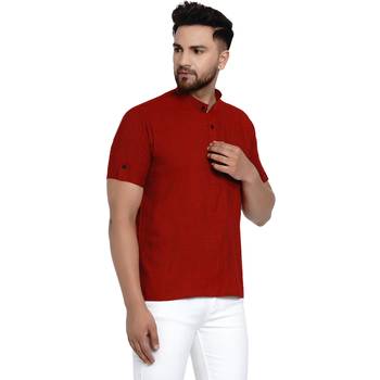Maroon plain rayon men-kurtas 2