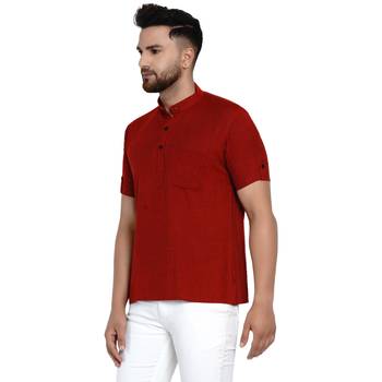 Maroon plain rayon men-kurtas 3