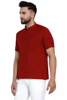 Maroon plain rayon men-kurtas