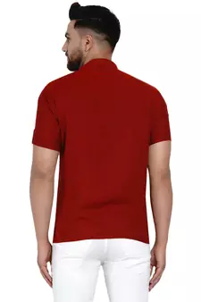 Maroon plain rayon men-kurtas