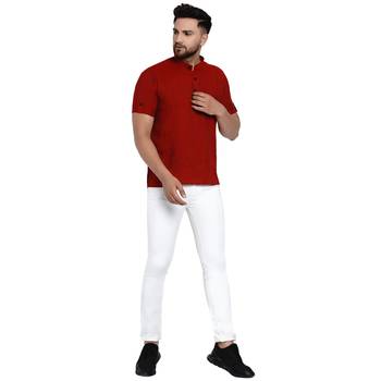 Maroon plain rayon men-kurtas 5