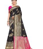 Black Woven Art Silk  Saree With Blouse