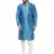 Turquoise embroidered art silk kurta-pajama