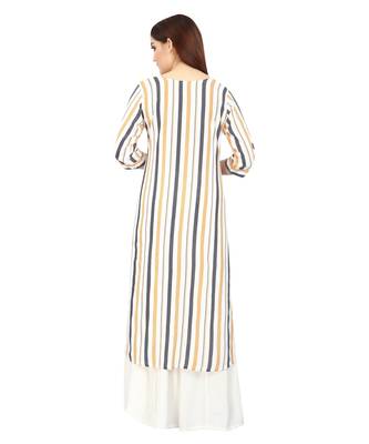 White printed rayon long-kurtis 2