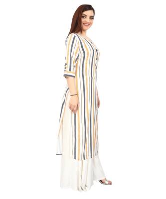 White printed rayon long-kurtis 4