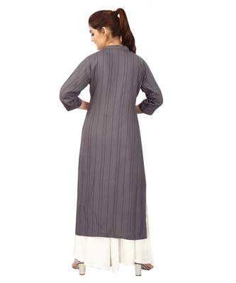 Grey printed rayon long-kurtis 2