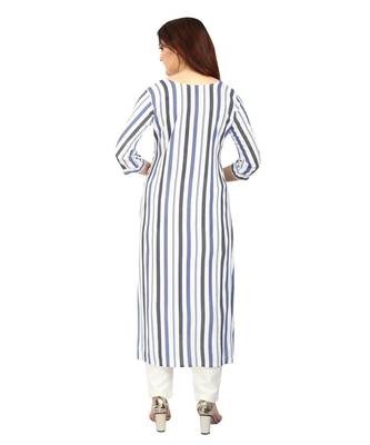 White printed rayon long-kurtis 2