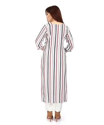 White printed rayon long-kurtis 2