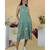 Soothing Green Parsi Gara Tiered Dress