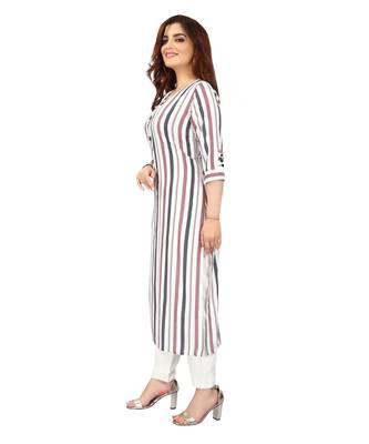 White printed rayon long-kurtis 3
