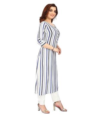White printed rayon long-kurtis 4