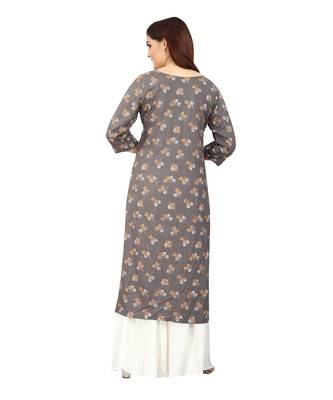 Grey printed rayon long-kurtis 2