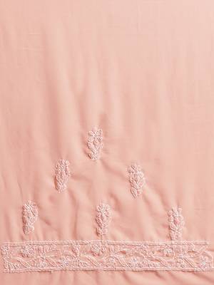 Ada Hand Crafted Peach Faux Georgette Lucknowi Chikankari Indian Women Saree with Blouse - A191789 5