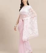 Ada Hand Embroidered Baby Pink Georgette Chikankari Saree with Blouse - A129566