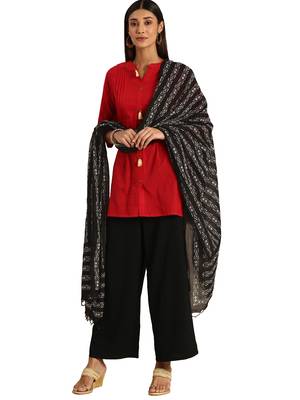 Black Cotton Printed Dupatta 1