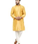 Gold embroidered art silk kurta-pajama