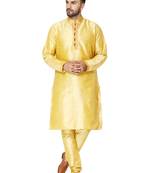 Gold embroidered art silk kurta-pajama
