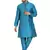 Turquoise embroidered art silk kurta-pajama