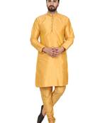 Gold embroidered art silk kurta-pajama