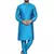 Turquoise embroidered art silk kurta-pajama