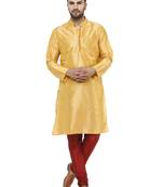 Gold embroidered art silk kurta-pajama