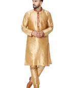 Brown embroidered art silk kurta-pajama