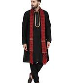 Black embroidered art silk kurta-pajama