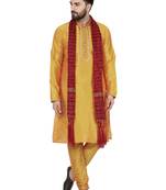 Gold embroidered art silk kurta-pajama