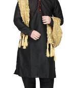 Black embroidered art silk kurta-pajama