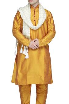 Gold embroidered art silk kurta-pajama