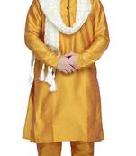 Gold embroidered art silk kurta-pajama