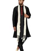 Black embroidered art silk kurta-pajama
